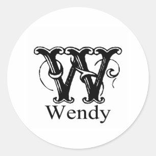Pegatina Redonda Fancy Monograma: Wendy