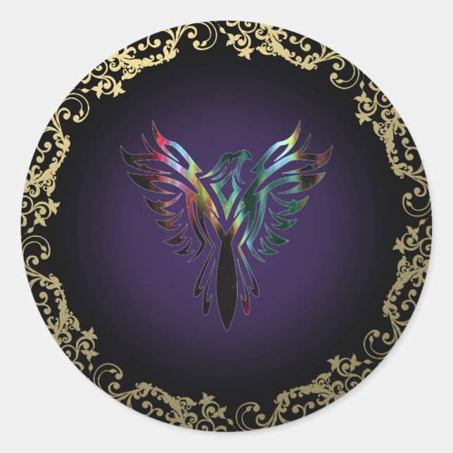 Pegatina Redonda Fancy Phoenix (Anverso)
