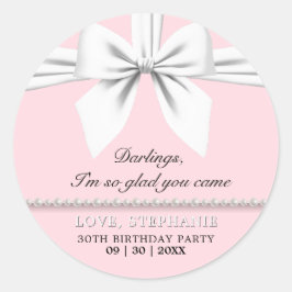 Pegatina Redonda Fancy Pink Elegant Birthday