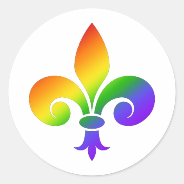 Pegatina Redonda Fancy Rainbow Fleur de Lis (Anverso)