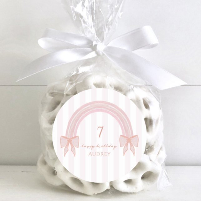 Pegatina Redonda Fancy Rainbow Pink Bows Coquette Birday (Subido por el creador)