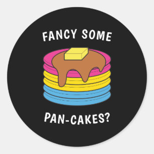Pegatina Redonda Fancy Some Pan-cakes Funny LGBTQ Pansexual Pride O