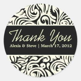 Pegatina Redonda Fancy Swirls Monogrammed Boda Pegatinas redondos