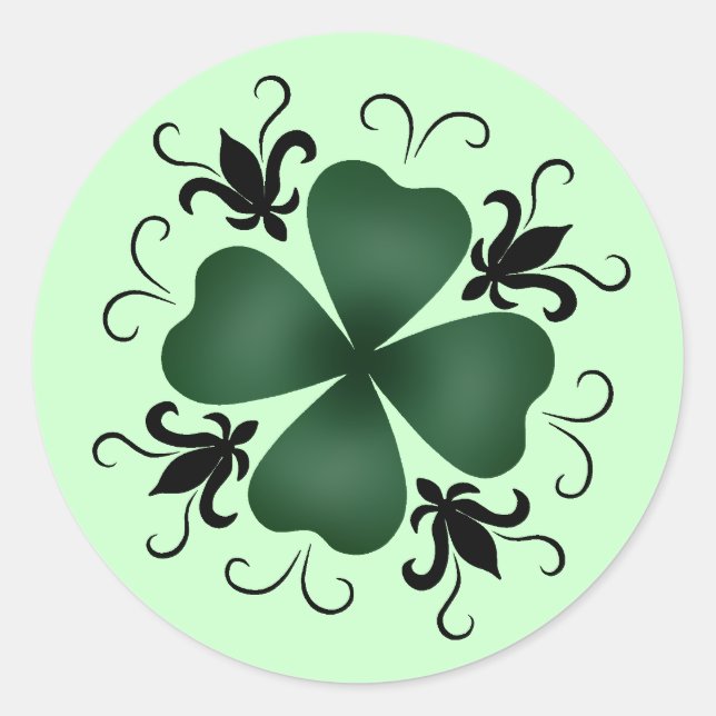 Pegatina Redonda Fancy Victorian shamrock (Anverso)