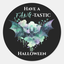 Pegatina Redonda Fang-Tastic Halloween Bat