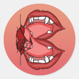 Pegatina Redonda Fangs desatados: La feroz expresión de un vampiro
