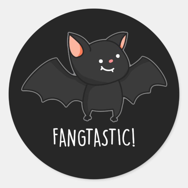Pegatina Redonda Fangtastic Funny Halloween Pun Dark BG (Anverso)