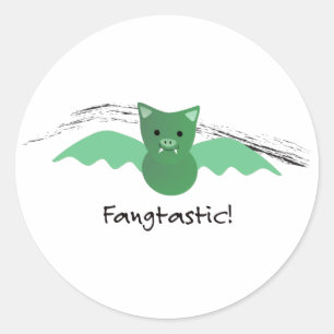 Pegatina Redonda Fangtastic Green Bat