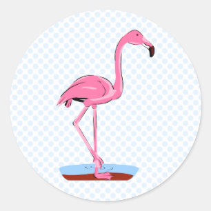 Pegatina Redonda Fanny Flamingo