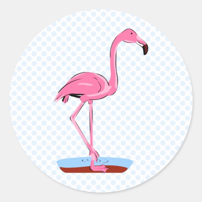 Pegatina Redonda Fanny Flamingo (Anverso)