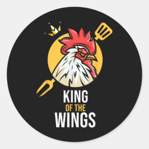 Pegatina Redonda Fans de Bbq Drumstick regalo F de Funny Chicken Ki
