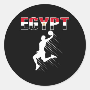 Pegatina Redonda Fans de Bysketbyll de Egipto Jersey - Bandera egip