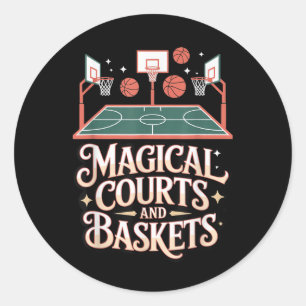 Pegatina Redonda Fantasía cancha de baloncesto Magic Draft Game Sty