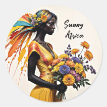 Fantasía chica africano amarillo azul beige brilla