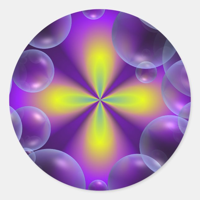 Pegatina Redonda Fantasía de burbujas (Anverso)