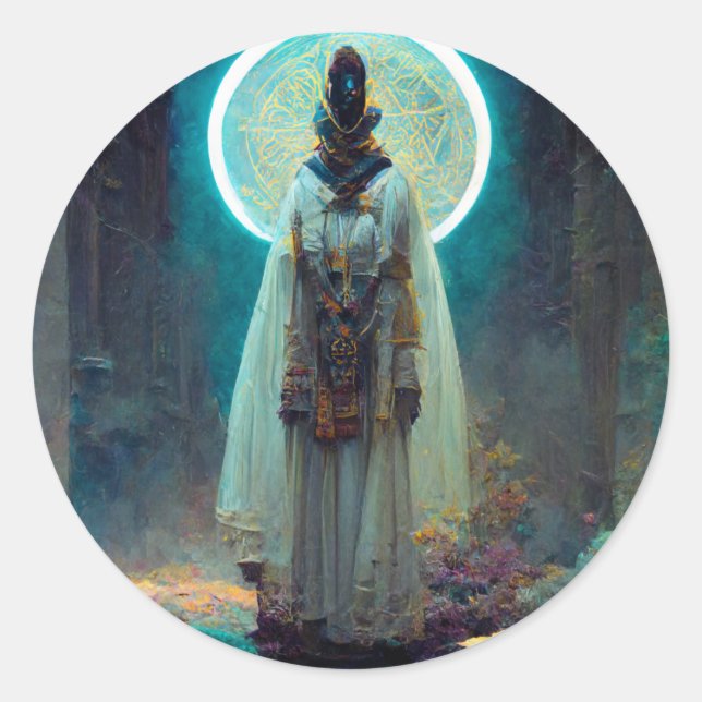 Pegatina Redonda Fantasía de ciencia ficción Alien Fae 2 (Anverso)