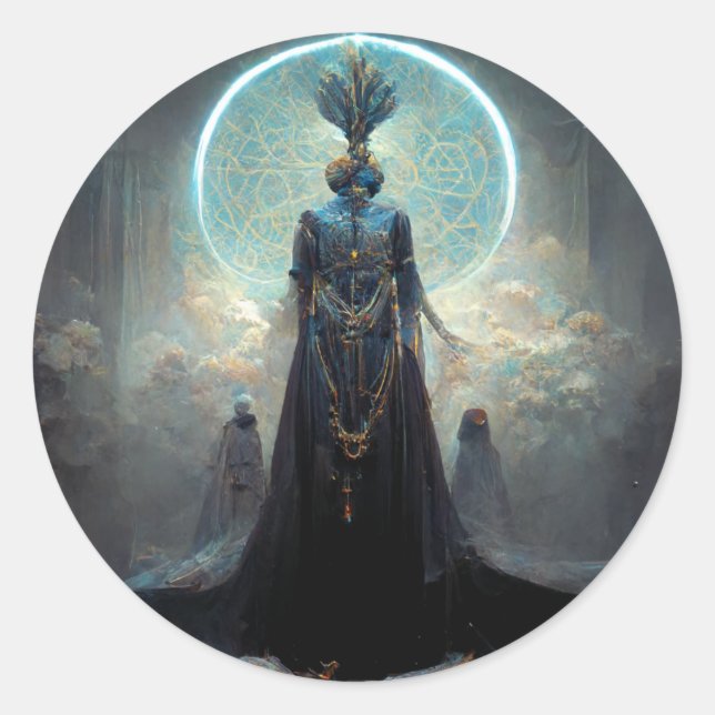 Pegatina Redonda Fantasía de ciencia ficción Alien Fae 3 (Anverso)