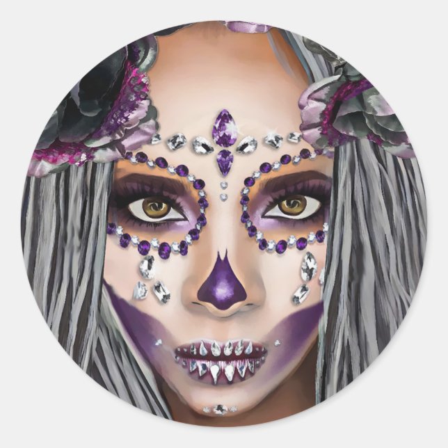 Pegatina Redonda Fantasía de sacerdotes de voodoo negros africanos (Anverso)