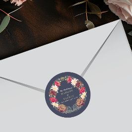 Pegatina Redonda Fantasía Encantada Boda de Jardín Floral