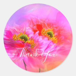 Pegatina Redonda Fantasía floral gracias