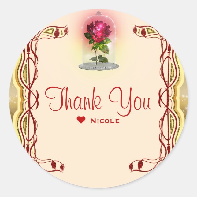 Pegatina Redonda Fantasía mágica encantada fiesta de cumpleaños de  (Anverso)