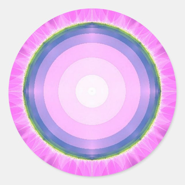 Pegatina Redonda Fantasía rosa ~ Fractales (Anverso)