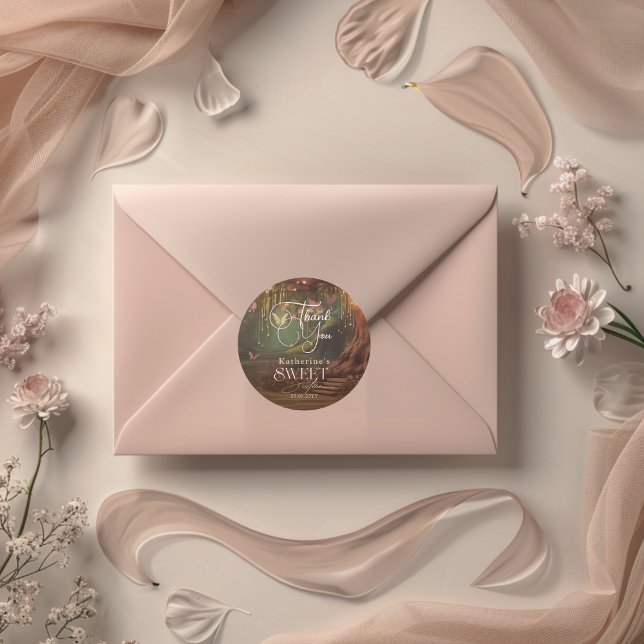 Pegatina Redonda Fantasía Woodland Enchanted Forest Glow Sweet 16 (Subido por el creador)