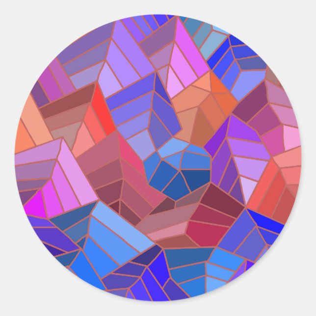 Pegatina Redonda Fantasías vistas de las montañas desde el cielo (Anverso)