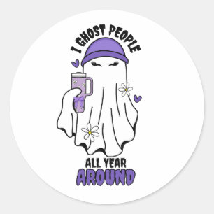 Pegatina Redonda Fantasma a la gente todo el año en torno a Funny G