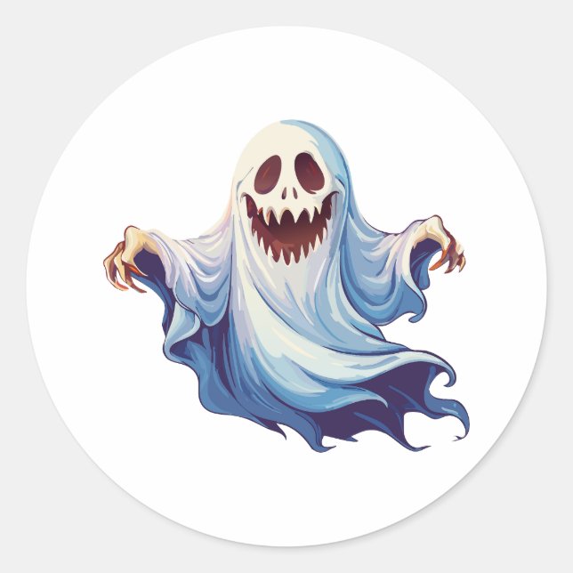Pegatina Redonda Fantasma aterrador (Anverso)