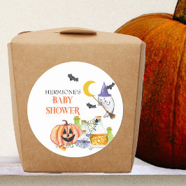 Pegatina Redonda Fantasma Baby Shower de Halloween y Poción Mágica