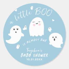 Pegatina Redonda Fantasma Boo Blue Boy Halloween Baby Shower