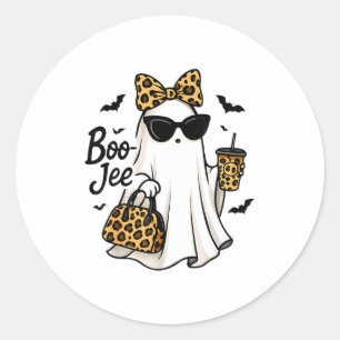 Pegatina Redonda Fantasma Boo Jee Con Coquette De Café Lazo Hallowe