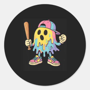 Pegatina Redonda Fantasma colorida en popa de hielo de Béisbol Hall