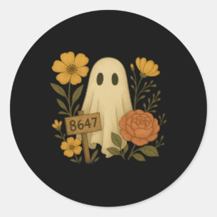 Pegatina Redonda Fantasma con 8647 Señal Sutil Floral Anti-trump Sa