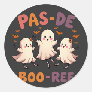 Pegatina Redonda Fantasma de bailes de ballet de Halloween