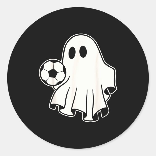 Pegatina Redonda Fantasma de fútbol divertido para amantes del fútb (Anverso)