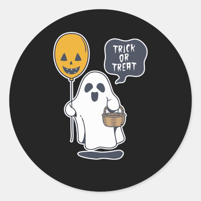 Pegatina Redonda Fantasma de Halloween (Anverso)