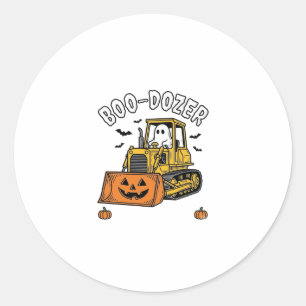 Pegatina Redonda Fantasma de Halloween Boo Dozer Bulldozer Divertid