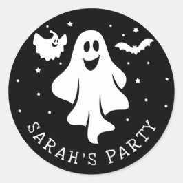 Pegatina Redonda Fantasma De Halloween Con Corazón Y Barba