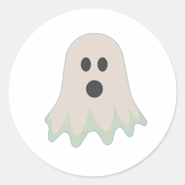 Pegatina Redonda Fantasma De Halloween Con Nombre (Anverso)