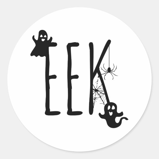 Pegatina Redonda Fantasma de Halloween, Eek (Anverso)