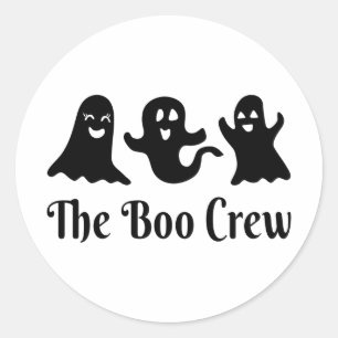 Pegatina Redonda Fantasma De Halloween, El Equipo De Boo