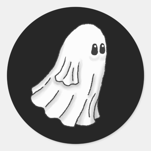 Pegatina Redonda Fantasma de Halloween espumoso y lindo (Anverso)