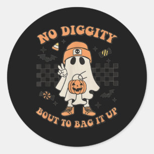 Pegatina Redonda Fantasma de Halloween no hay dignidad para encerra