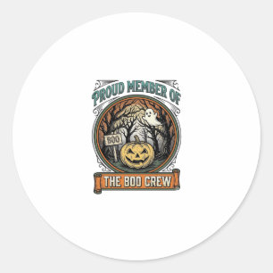 Pegatina Redonda Fantasma de Halloween Orgulloso Miembro Boo Crew V