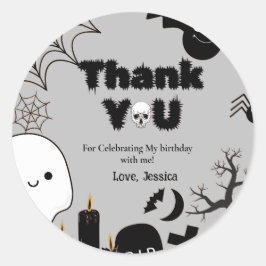 Pegatina Redonda Fantasma de Halloween SpookyGracias fiesta de cump