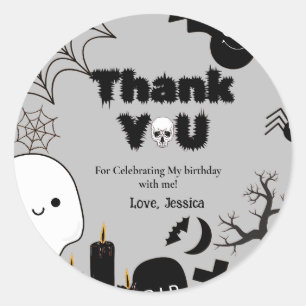 Pegatina Redonda Fantasma de Halloween SpookyGracias fiesta de cump