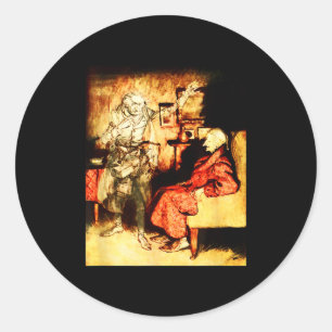 Pegatina Redonda Fantasma de Jacob Marley Scrooge Bah Humbug Navida
