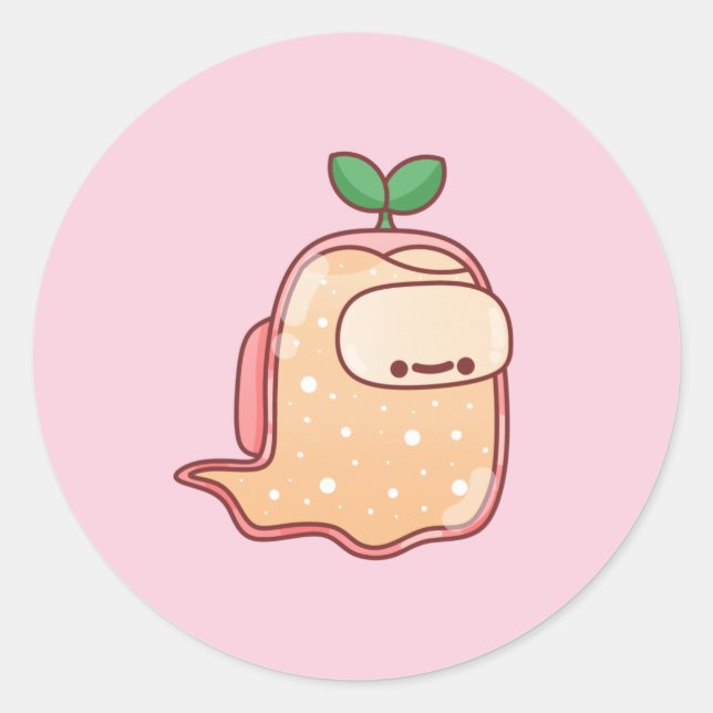 Pegatina Redonda Fantasma de planta (Anverso)